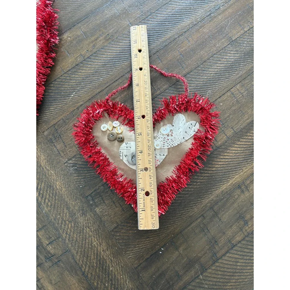 Handmade Paper Hanging Hearts OOAK Valentines‎ Day Garland Sheet Music Romance